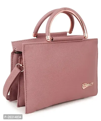 Blessing always PU Synthetic Leather Satchel Top Handle Travel Crossbody Shoulder Handbag For Women Set Of 1. (Dark Pink)