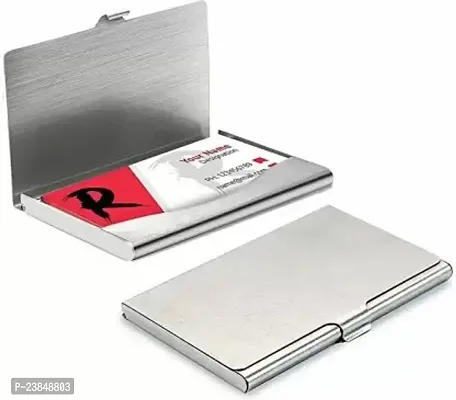 Secure and Slim Steel 10 Card Holder, Set of 1, Silver-thumb0