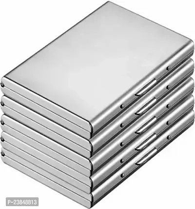 Trendy Stylish RFID Blocking Metal Cardholder for Your Peace of Mind 6 Card Holder, Set of 5, Silver-thumb0