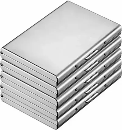 Trendy Stylish RFID Blocking Metal Cardholder for Your Peace of Mind 6 Card Holder, Set of 5, Silver