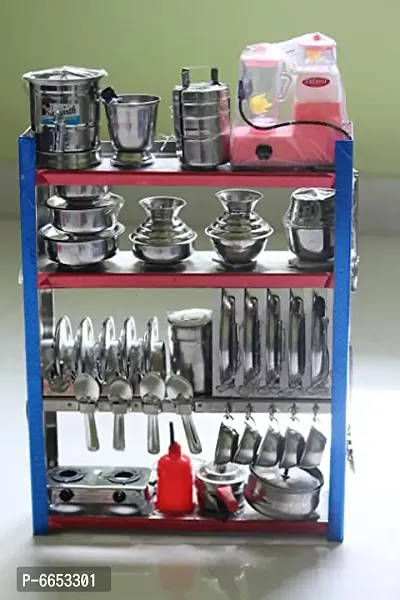 New Tirtha Enterprises Miniature Steel Kitchen Toy Set bhatukali (Kids Toys