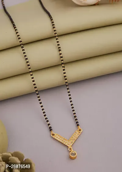 New Fashion Diamond Mangalsutra Gold Plated Mangalsutra For Women And Girls-thumb0