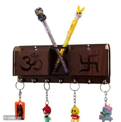 Decorative Wooden Key Holder With Mobile Charging Stand-thumb0