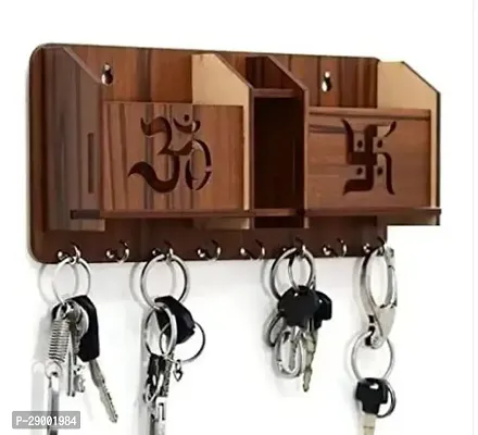 Decorative Wooden Key Holder With Mobile Charging Stand-thumb0