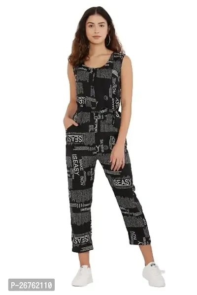 VELKEL Women Crepe Regular Soft Printed Jumpsuite-thumb0