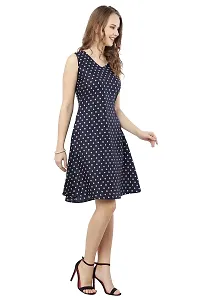 VELKEL Women Regular Soft Crepe Dots Mini Dress-thumb3