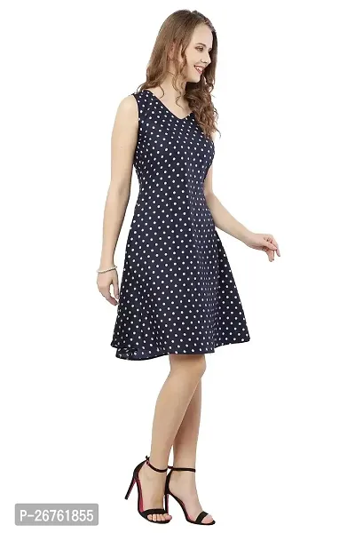 VELKEL Women Regular Soft Crepe Dots Mini Dress-thumb4