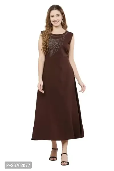 VELKEL Women Regular Soft Siroski Crepe Dress-thumb0