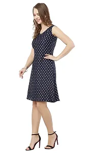 VELKEL Women Regular Soft Crepe Dots Mini Dress-thumb4