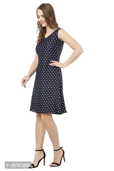 VELKEL Women Regular Soft Crepe Dots Mini Dress-thumb5