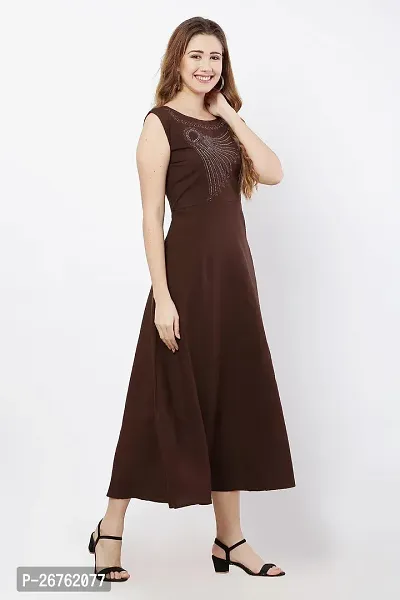 VELKEL Women Regular Soft Siroski Crepe Dress-thumb4