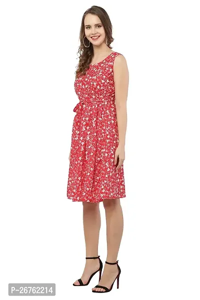 VELKEL Women Regular Soft Crepe Printed Mini Dress-thumb4