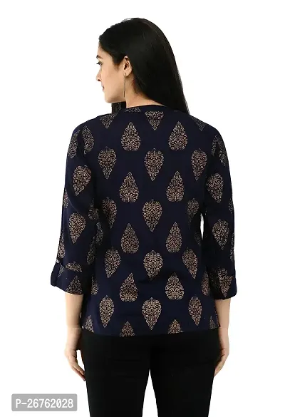 VELKEL Women Regular Soft Rayon Printed Top-thumb3