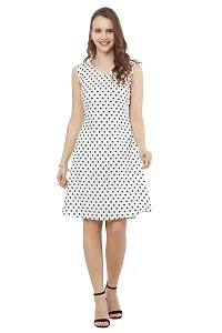 VELKEL Women Regular Soft Crepe Dots Mini Dress-thumb4