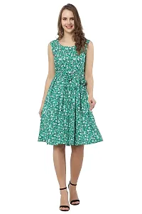 VELKEL Women Regular Soft Crepe Printed Mini Dress-thumb2