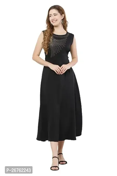 VELKEL Women Regular Soft Siroski Crepe Dress