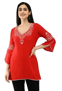 VELKEL Women Regular Soft Rayon Printed Kurti Dress-thumb4