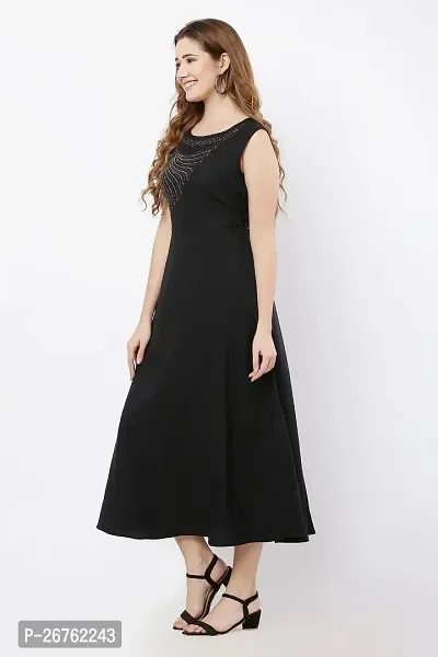 VELKEL Women Regular Soft Siroski Crepe Dress-thumb5