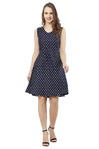 VELKEL Women Regular Soft Crepe Dots Mini Dress-thumb2