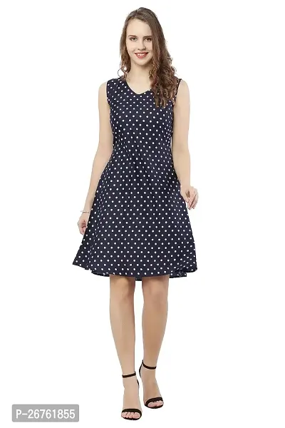 VELKEL Women Regular Soft Crepe Dots Mini Dress-thumb3