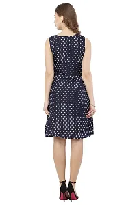 VELKEL Women Regular Soft Crepe Dots Mini Dress-thumb1