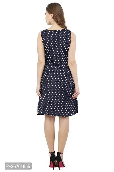 VELKEL Women Regular Soft Crepe Dots Mini Dress-thumb2