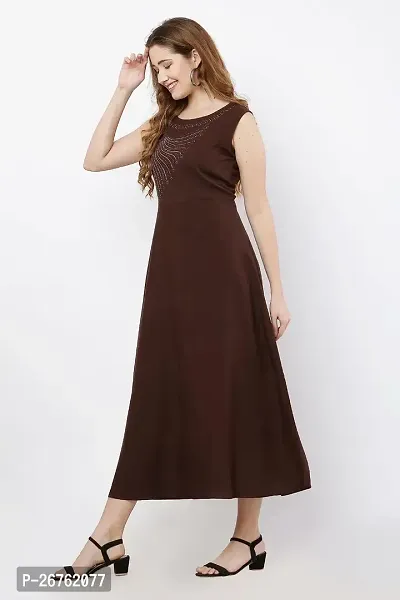 VELKEL Women Regular Soft Siroski Crepe Dress-thumb2