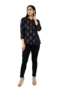 VELKEL Women Regular Soft Rayon Printed Top-thumb3