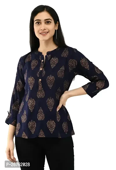 VELKEL Women Regular Soft Rayon Printed Top