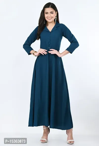 Elegant Mandarin Collar Crepe Dress-thumb0