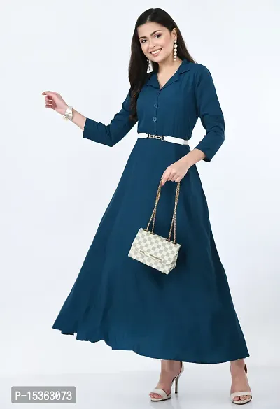 Elegant Mandarin Collar Crepe Dress-thumb2