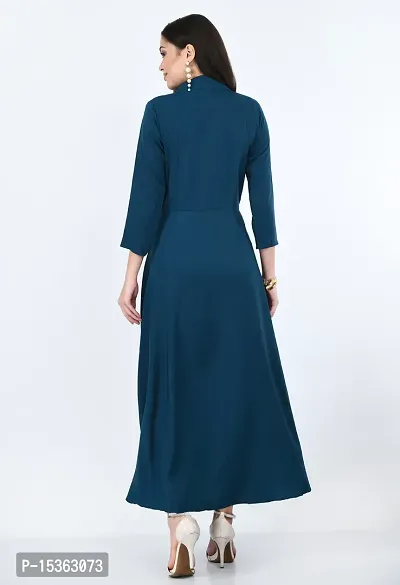 Elegant Mandarin Collar Crepe Dress-thumb4