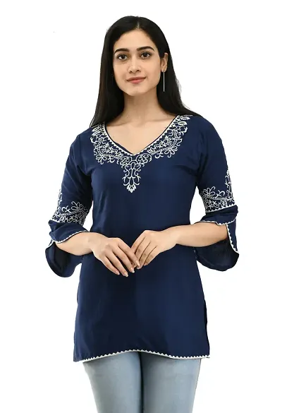 Stylish Rayon Printed Naira Cut Kurti