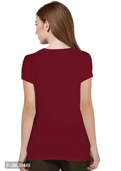 Elegant Maroon Cotton Blend Printed T-Shirts For Women-thumb4