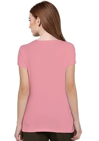 Elegant Peach Cotton Blend Printed T-Shirts For Women-thumb4