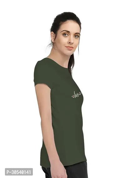 Elegant Green Cotton Blend Printed T-Shirts For Women-thumb2