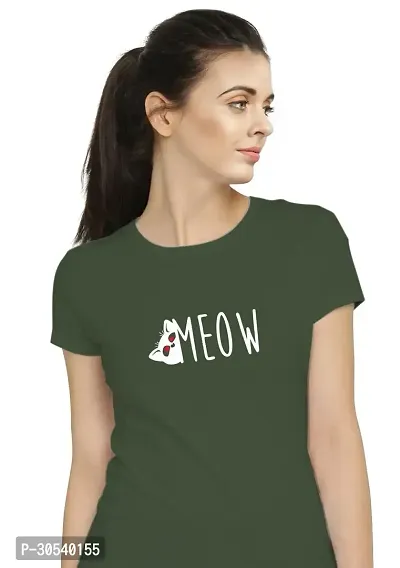 Elegant Green Cotton Blend Printed T-Shirts For Women-thumb2