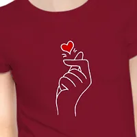 Elegant Maroon Cotton Blend Printed T-Shirts For Women-thumb4