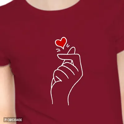 Elegant Maroon Cotton Blend Printed T-Shirts For Women-thumb5