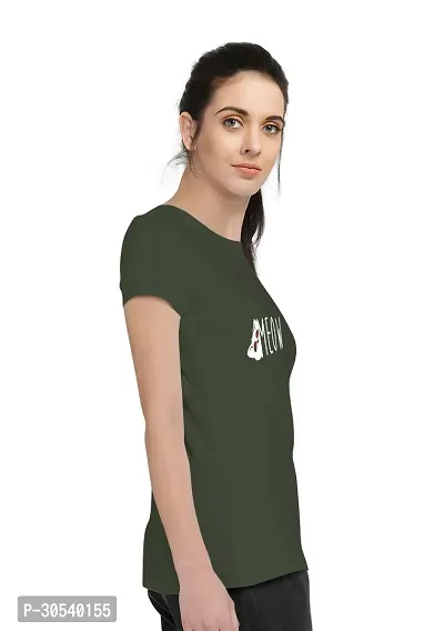 Elegant Green Cotton Blend Printed T-Shirts For Women-thumb3