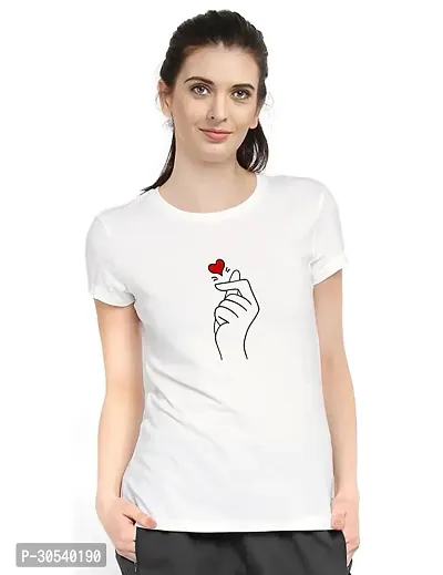 Elegant White Cotton Blend Printed T-Shirts For Women-thumb0