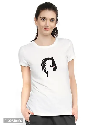 Elegant White Cotton Blend Printed T-Shirts For Women-thumb0