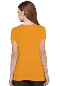 Elegant Yellow Cotton Blend Printed T-Shirts For Women-thumb3