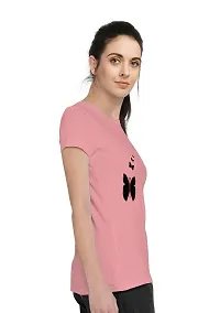 Elegant Peach Cotton Blend Printed T-Shirts For Women-thumb3