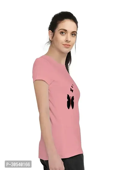 Elegant Peach Cotton Blend Printed T-Shirts For Women-thumb4