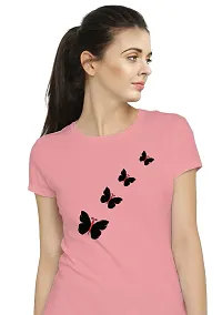 Elegant Peach Cotton Blend Printed T-Shirts For Women-thumb1