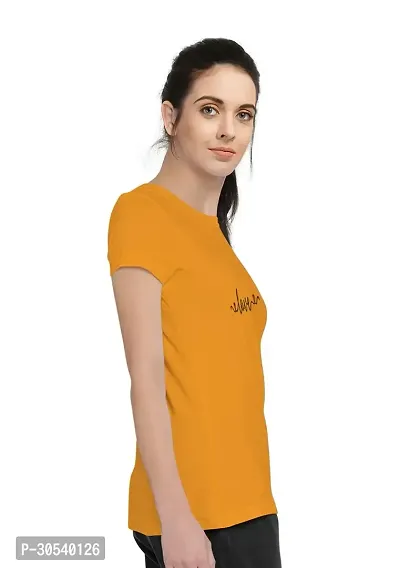 Elegant Yellow Cotton Blend Printed T-Shirts For Women-thumb3