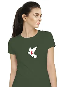 Elegant Green Cotton Blend Printed T-Shirts For Women-thumb1