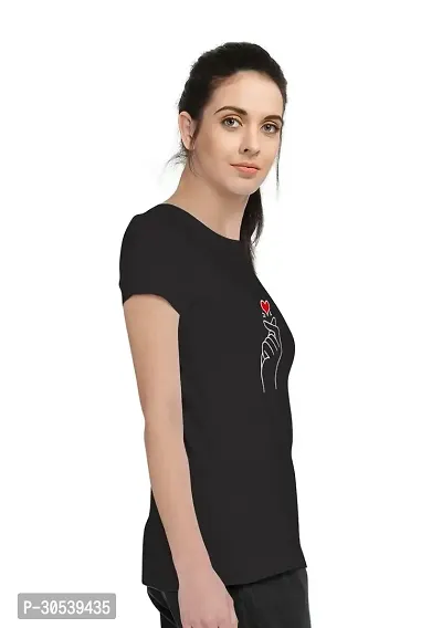 Elegant Black Cotton Blend Printed T-Shirts For Women-thumb4