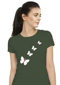 Elegant Green Cotton Blend Printed T-Shirts For Women-thumb1